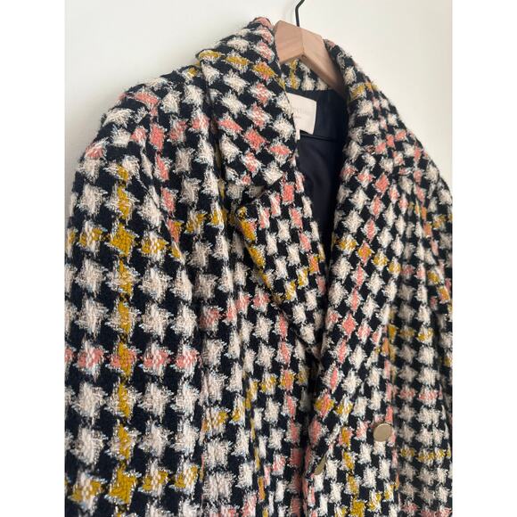 J.Crew Collection Lurex Tweed Oversized Double-Breasted Coat Houndstooth Print - Picture 5 of 11